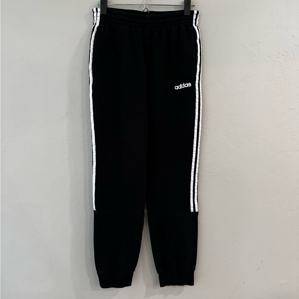 Adidas Black Joggers with White Stripes